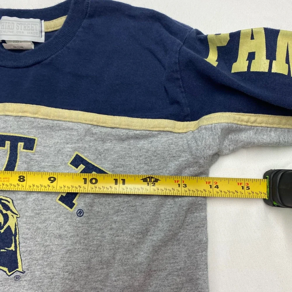 Third Street Pitt Panthers Long Sleeve T-Shirt Youth YXS 5 Gray Navy Blue USA